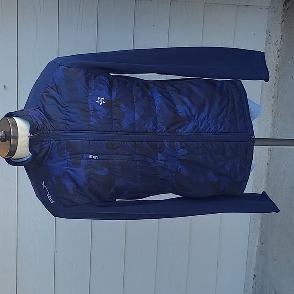 RLX Ralph Lauren Navy Blue Camo Floral Abstract Full Zip Pullover L Light Jacket - Picture 1 of 6